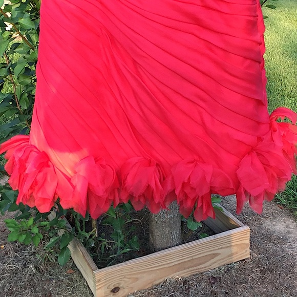 Theia Couture Red 100% Silk Cocktail Dress - Picture 8 of 16